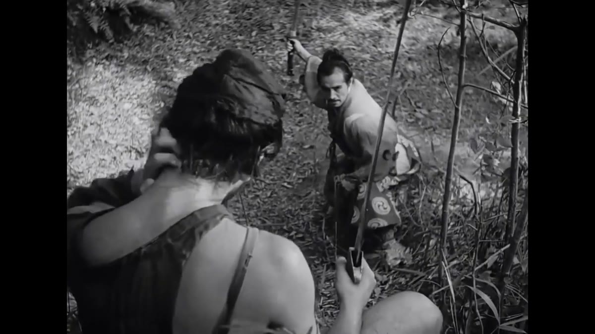 A frame from the bandit’s account in Akira Kurosawa’s Rashomon.